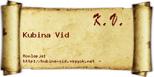 Kubina Vid névjegykártya